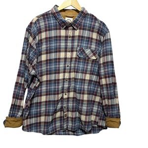 Customized Version‎ Mens Flannel Shirt 2XL Blue Plaid Button Up Lined Workwear